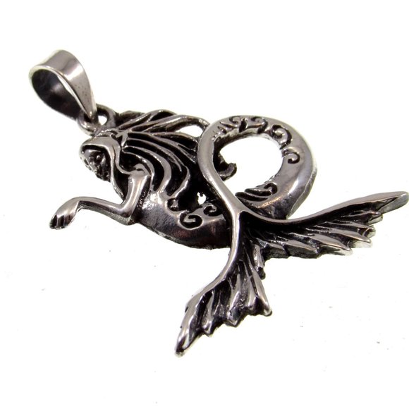 Solid 925 Sterling Silver Sea Hag Mermaid Pendant, Ocean Nymph Mermaidcore Charm - Picture 6 of 8